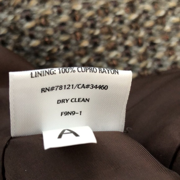 Eileen Fisher Brown Tan Tweed Italian Fabric 4-Button Swing Jacket size Large - Picture 13 of 14